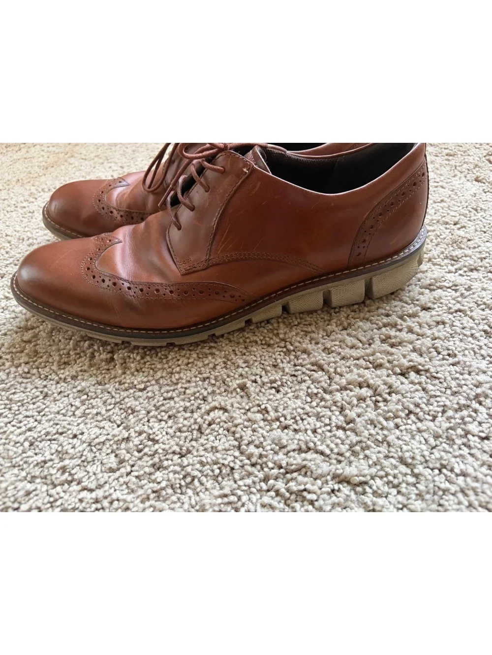 ECCO Men's ST.1 Hybrid Wingtip Oxford leather upper brown shoes Size 12 lace up